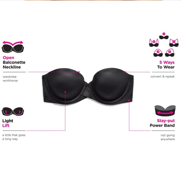 Maidenform Ultimate Stay Put Strapless Underwire Bra black Size 40C NWT - Picture 3 of 9